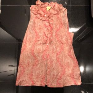 J crew silk floral button down tank w ruffles